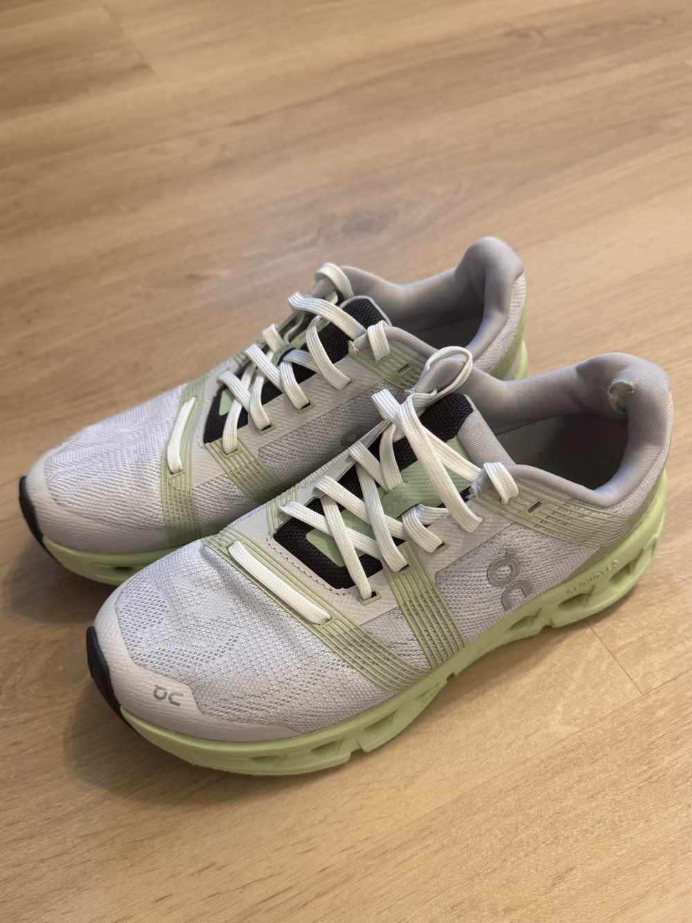 On Running Lace-Up Sneakers in Light Green and White